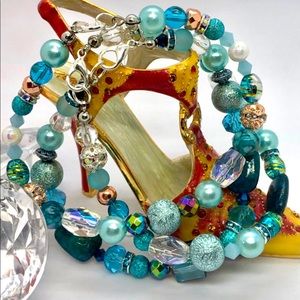 🦋💕3piece stacking set, trio bracelet -blue/ teals